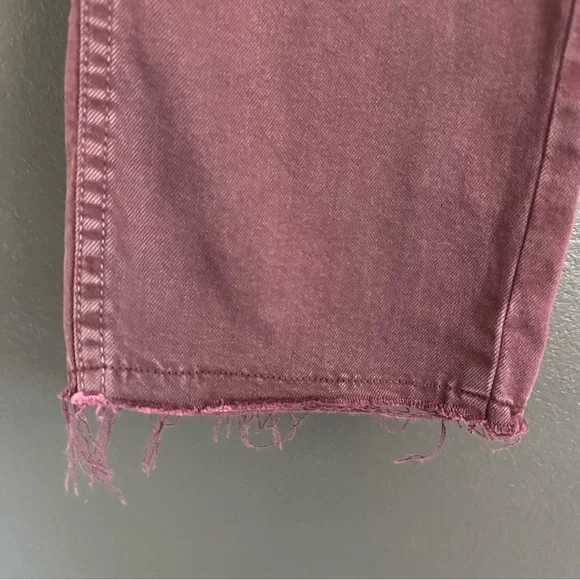 AMO Easy Army Trouser Pants Size 25 Burgundy High Rise Utility Crop Raw Hem - Picture 4 of 10